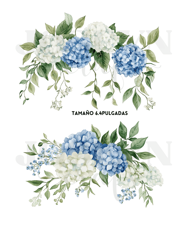 Calcomanias al Agua Guirnaldas de Hortensias