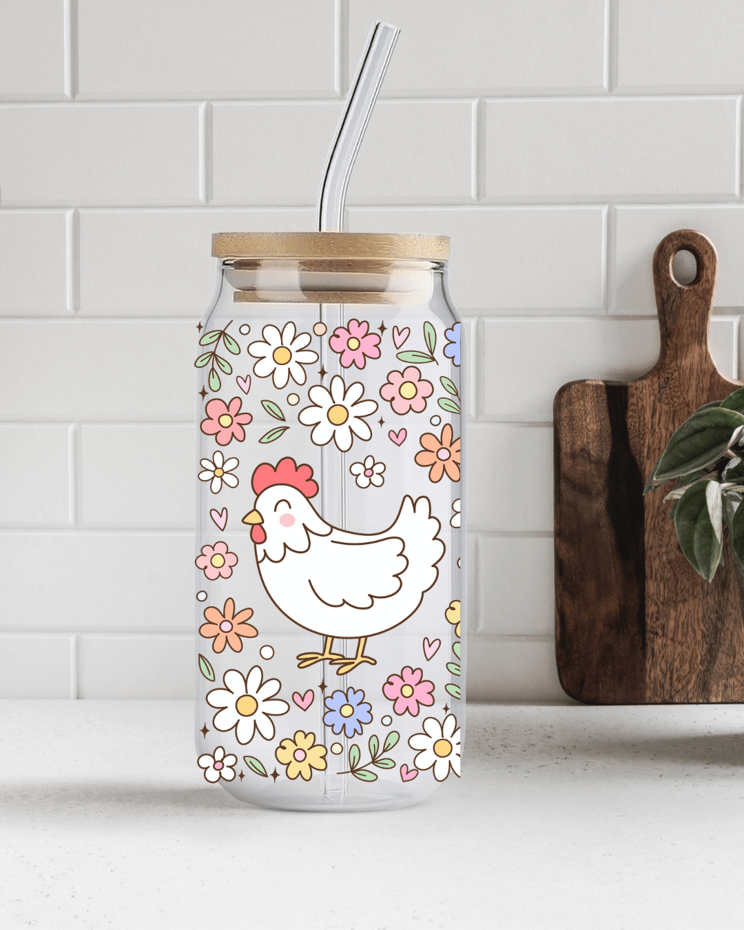 Calcomania UV-Gallinas Floral