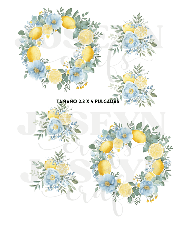 Calcomanias al Agua Corona de Limoes y Claveles
