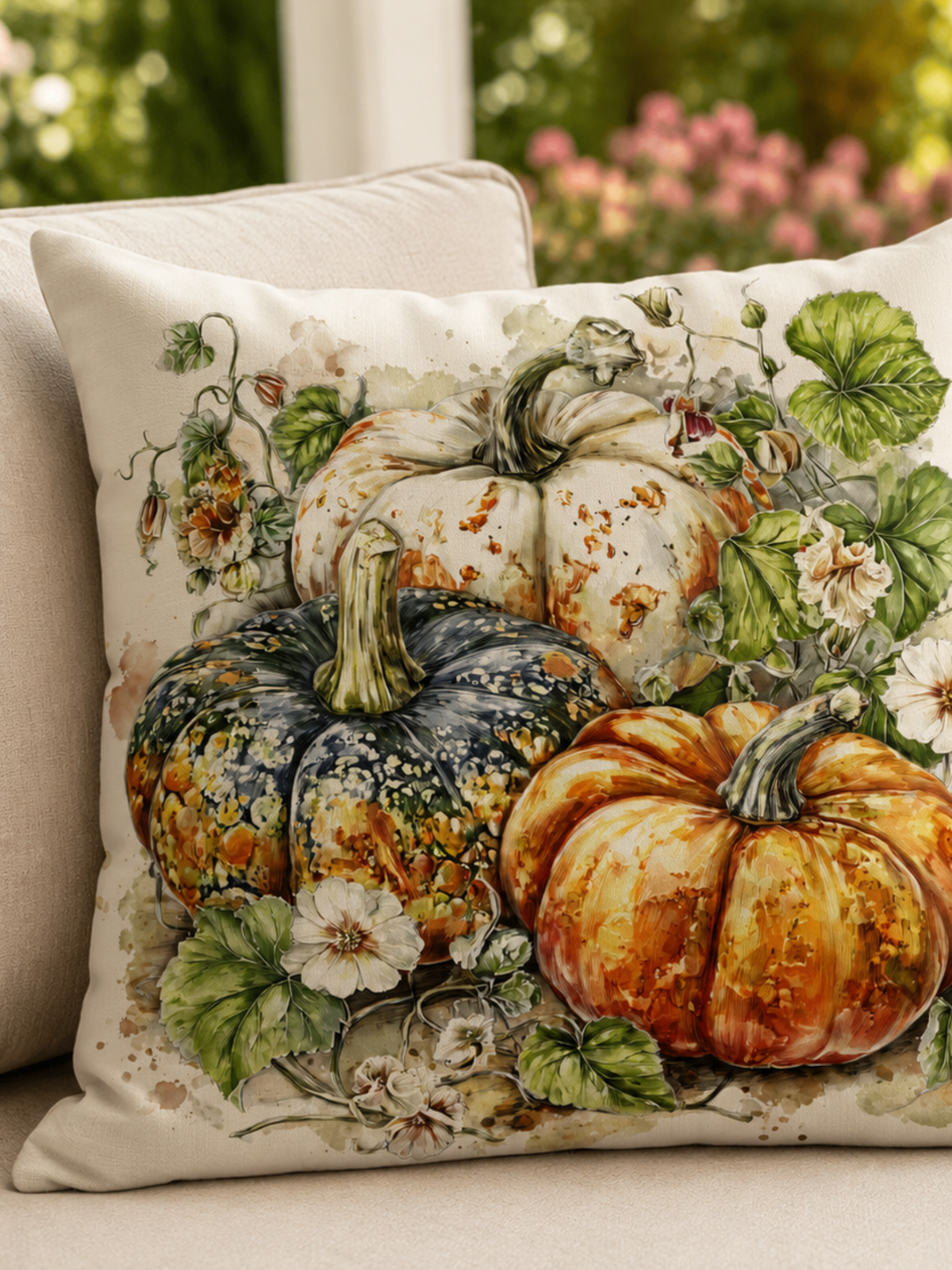 CALCOMANIA COJINES CALABAZAS DE OTOÑO 020  DTF