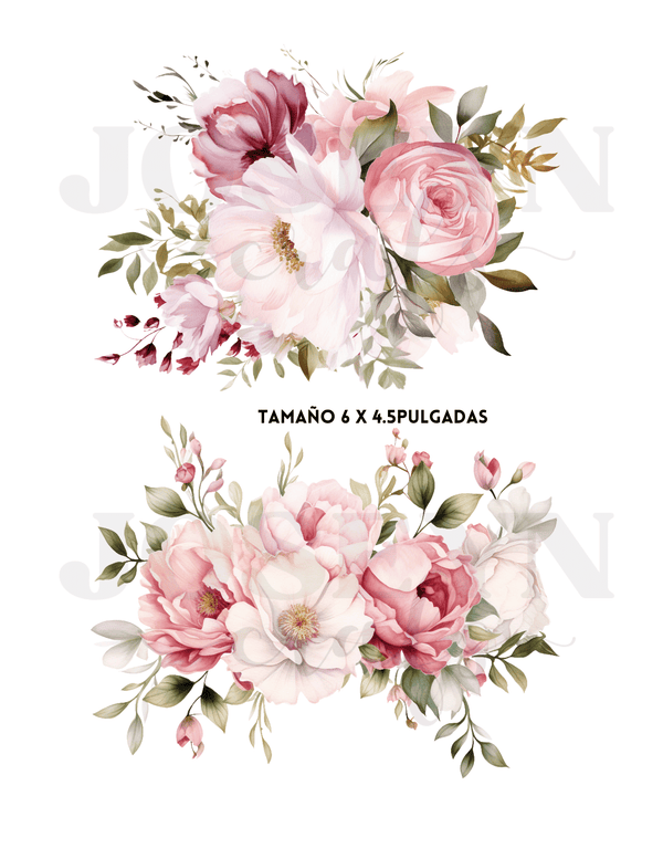 Calcomanias al Agua Flores Rosas