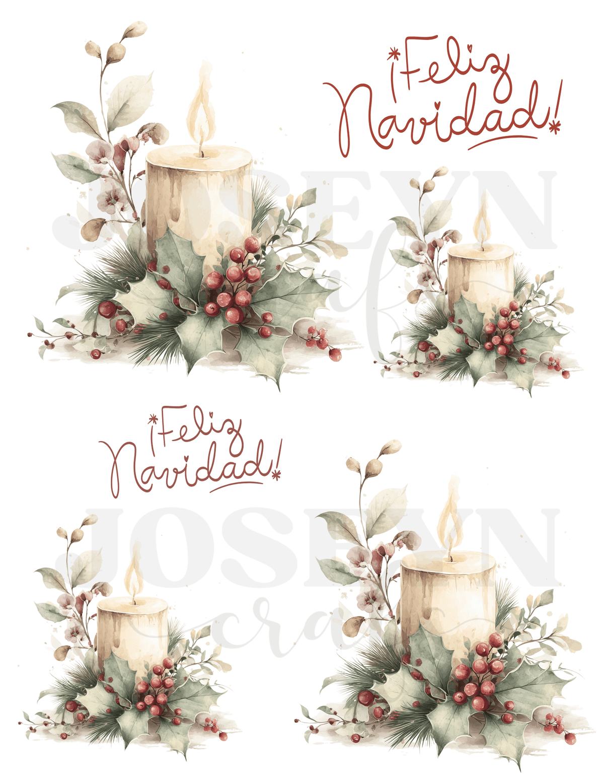 CALCOMANIA VELA Y FAROL DE NAVIDAD
