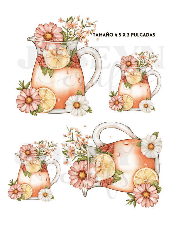 Calcomania al Agua Jarrones en Flores