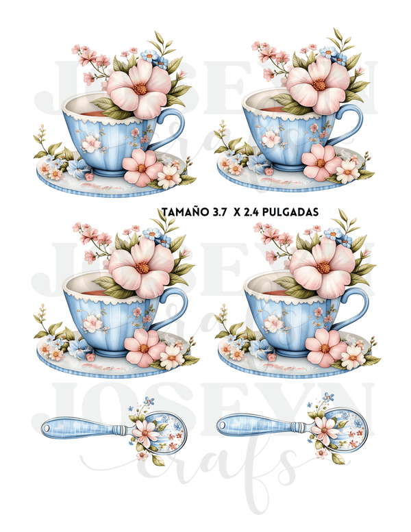 Calcomanias al agua Tazas azules