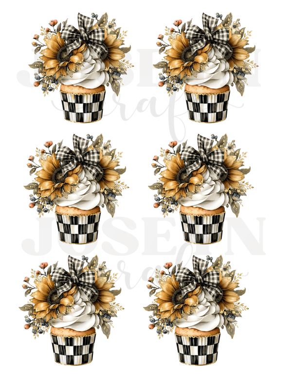 calcomanias Cupcake cuadros Blanco Negro