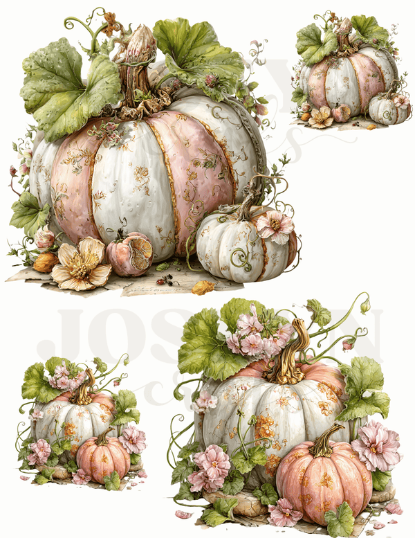 CALCOMANIA CALABAZAS ROSADAS-BLANCA