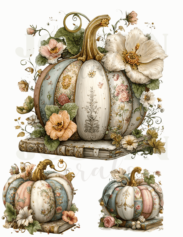 CALCOMANIA CALABAZA CON FLORES 014