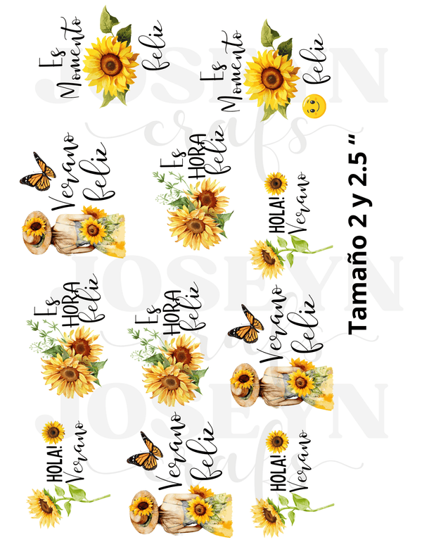 CALCOMANIA GIRASOLES EN UV