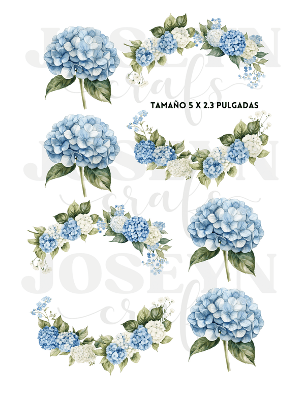 Calcomania al Agua Coronas de Hortensias