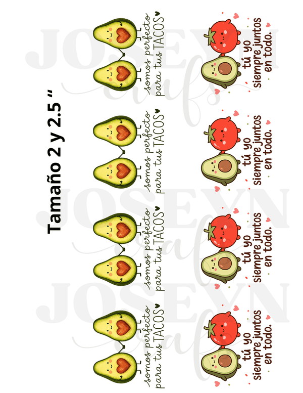 CALCOMANIA AGUACATES Y TOMATES EN UV