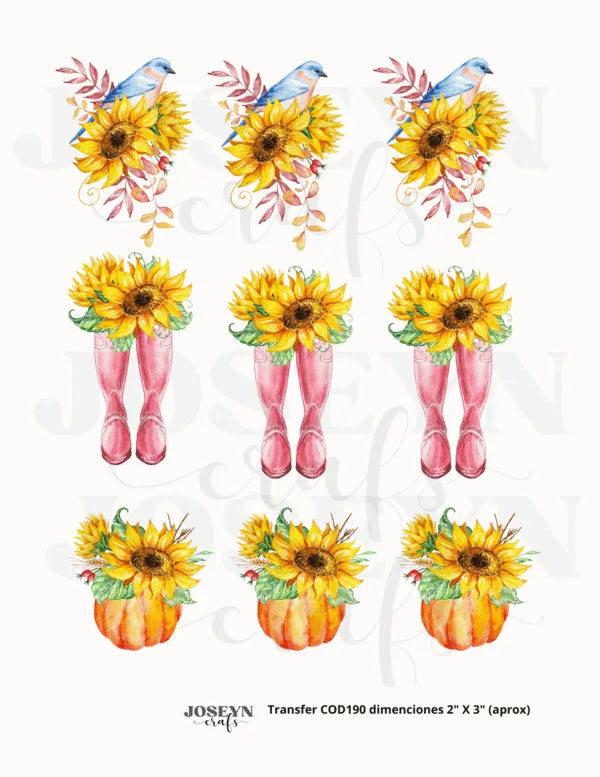 Hydrotransferable decal –Sunflower and Little Bird– Code 190
