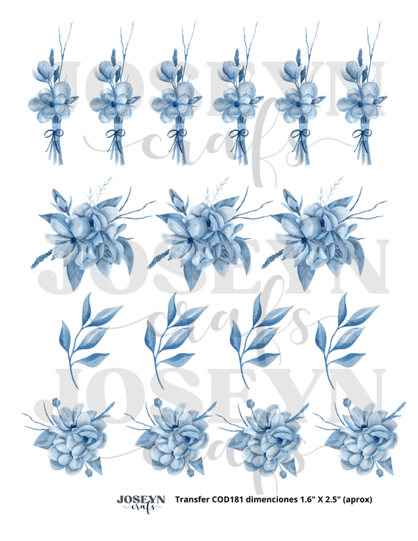Calcomanía hidrotransferible – Flor Azul03– Código181