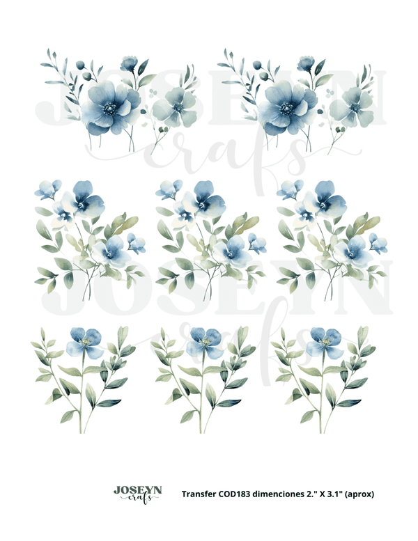 Calcomanía hidrotransferible – Flor Azul05– Código183