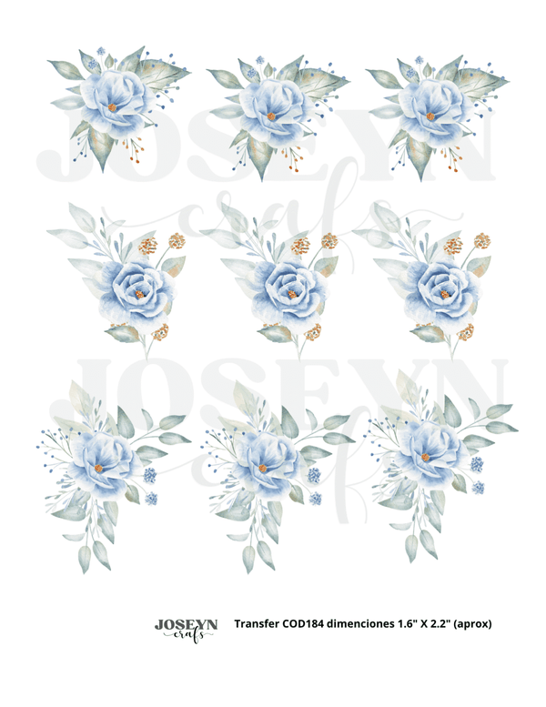 Calcomanía hidrotransferible – Flor Azul06– Código184