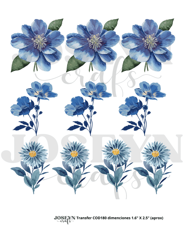 Calcomanía hidrotransferible – Flor Azul02– Código180