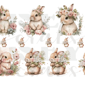 Conejos con Flores UV-dtf