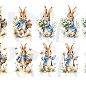 Conejitos Azules en UV-dtf