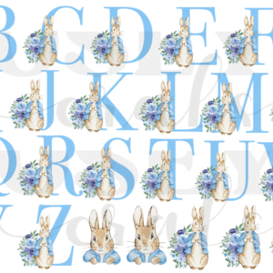 ABC Conejos azul-UV-dtf