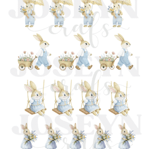 Calcomanía hidrotransferible – Conejitos Azules- Código216