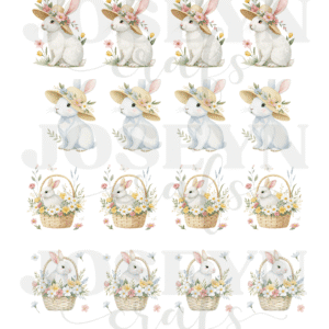 Calcomanía hidrotransferible – Conejos Sombrero-Código213