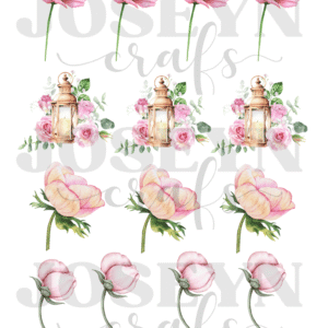 Calcomanía hidrotransferible – Flor y Linterna– Código177