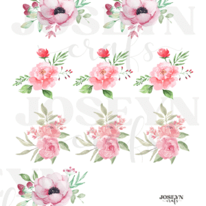 Calcomanía hidrotransferible – Rosas Rosada04– Código188