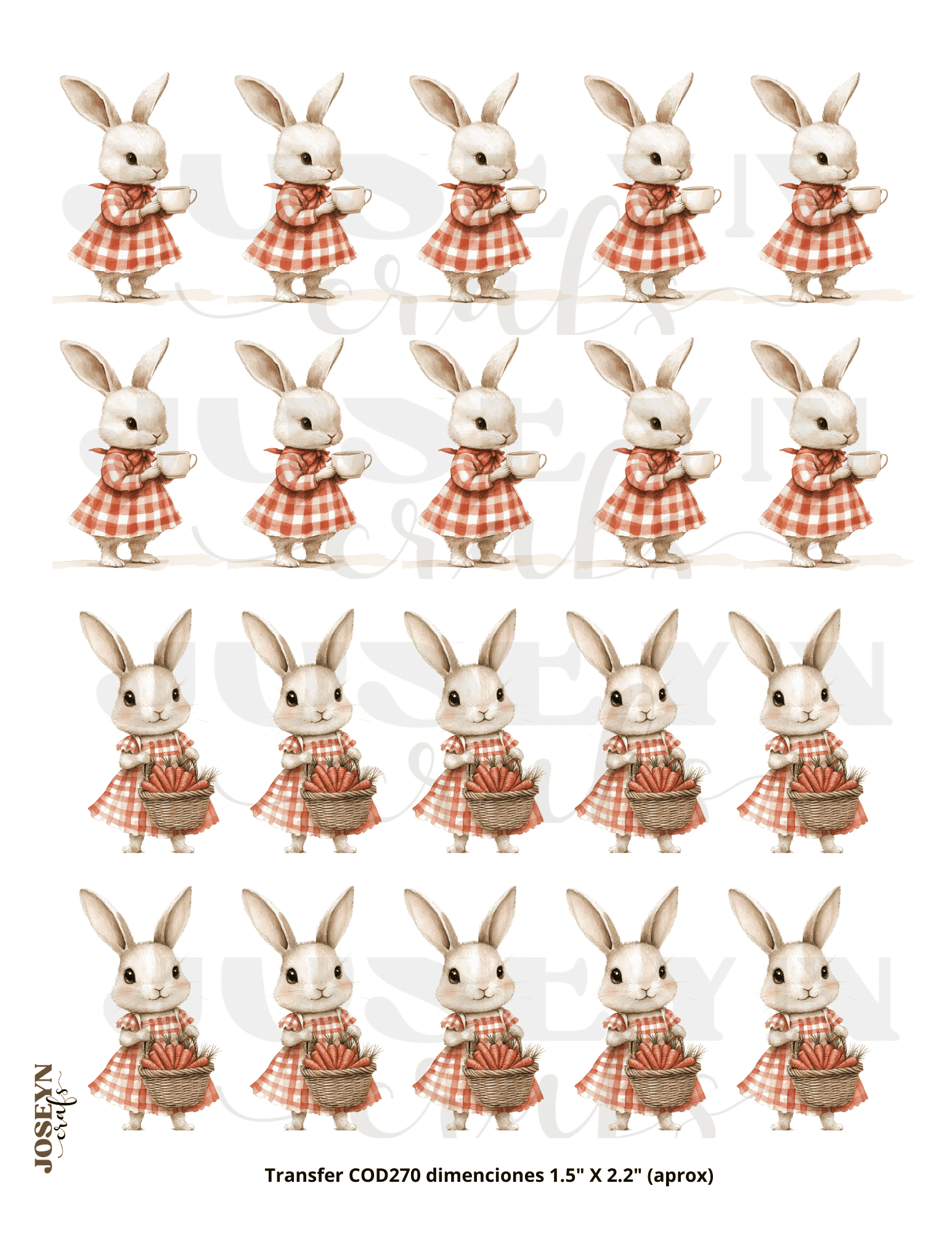 Calcomania al agua Conejo Amor- COD270