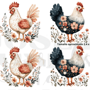 Calcomanias Gallos y Gallinas 05 en UV