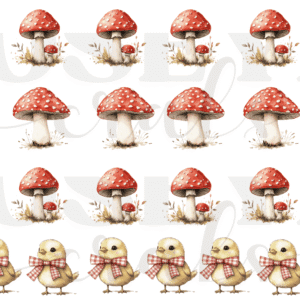 Calcomania Hongos y Pollitos en UV-Dtf-Código313